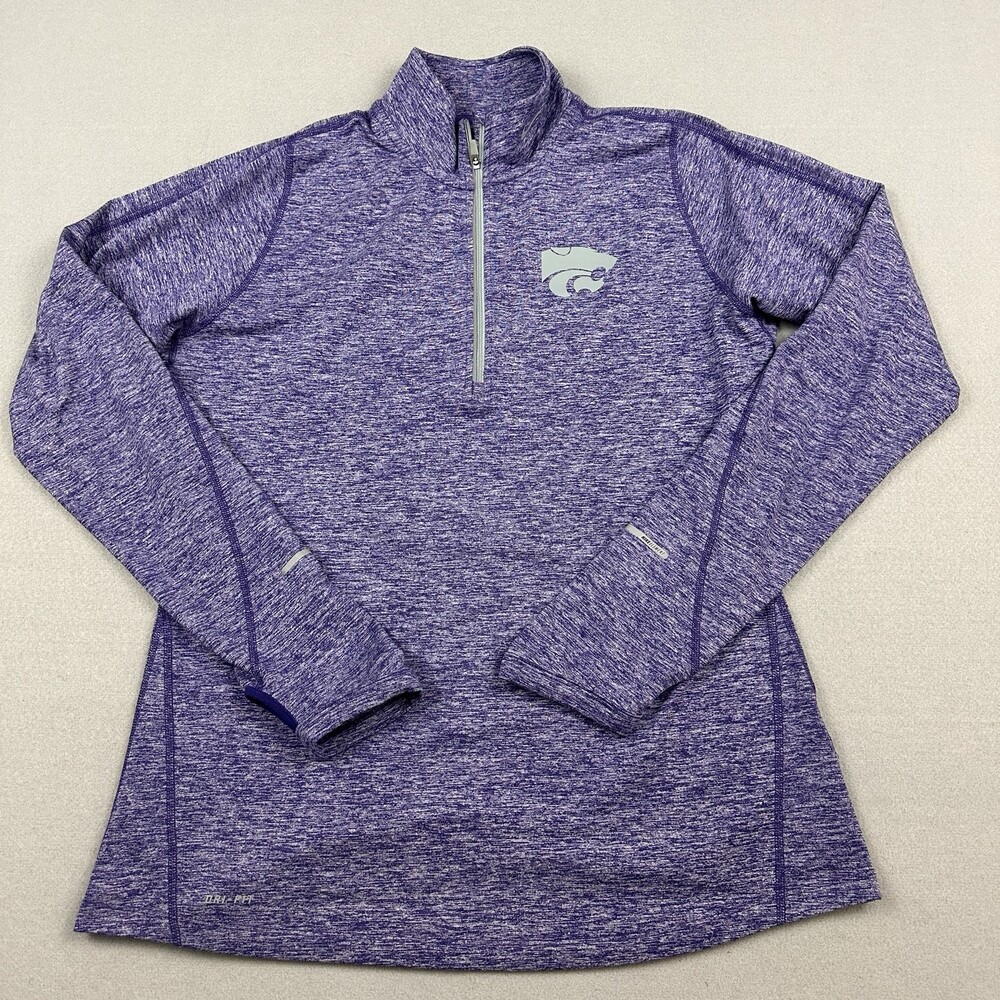 Kansas State Wildcats Sweater Women Large Purple Nike 1/4 Zip Dri Fit NCAA L